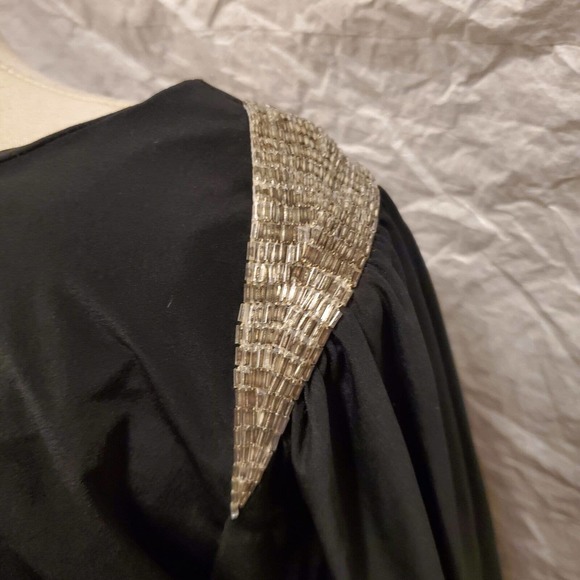 Vintage Ricki Lang for Nuit Women's Black Long Sleeve Dress with Beaded Shoul... - Picture 5 of 6